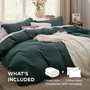 Bedsure (KING) Forest Green Duvet Cover 3 Pieces 104x90 Inches Comforter Not Inc